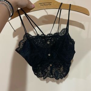 Black lace crop top